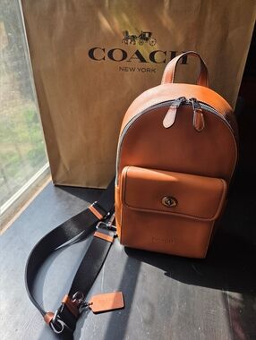 Coach Turnlock Sling Bag Tan Smooth Leather